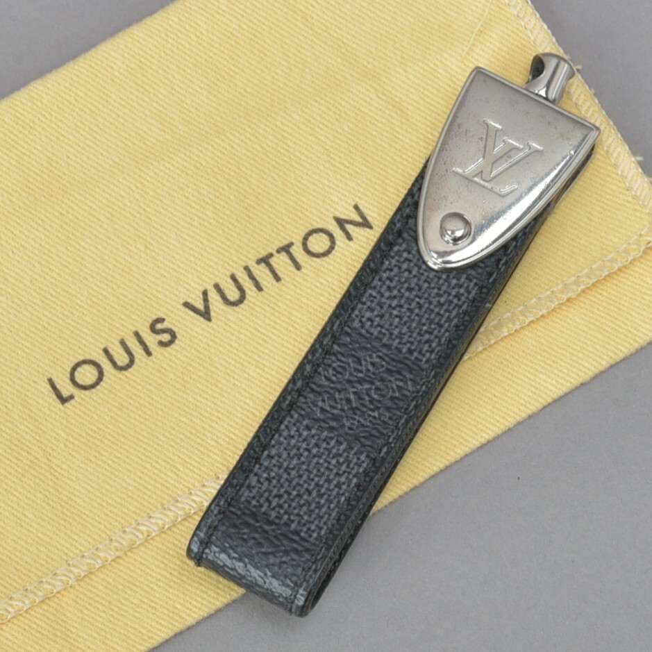  хорошая вещь Louis Vuitton Louis Vuitton Damier Efini porutokreM66496 черный пакет имеется кольцо для ключей сумка очарование #N*1002-99/TLk.a