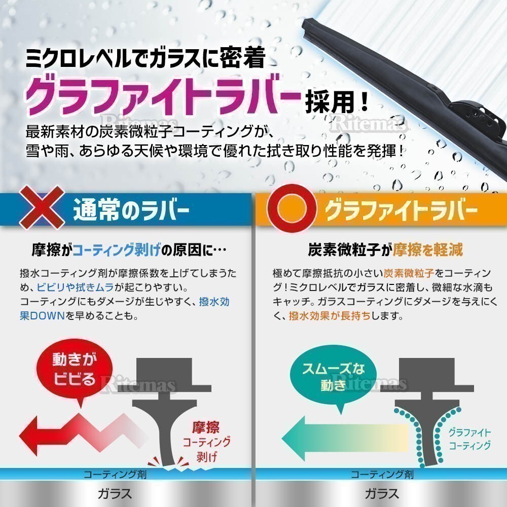 スノーワイパー ブレード トヨタ ハリアー ハイブリッド AVU65W ZSU60W ZSU65W 高品質 グラファイト加工 雪用ワイパー 2本set 400mm+400mm_画像6