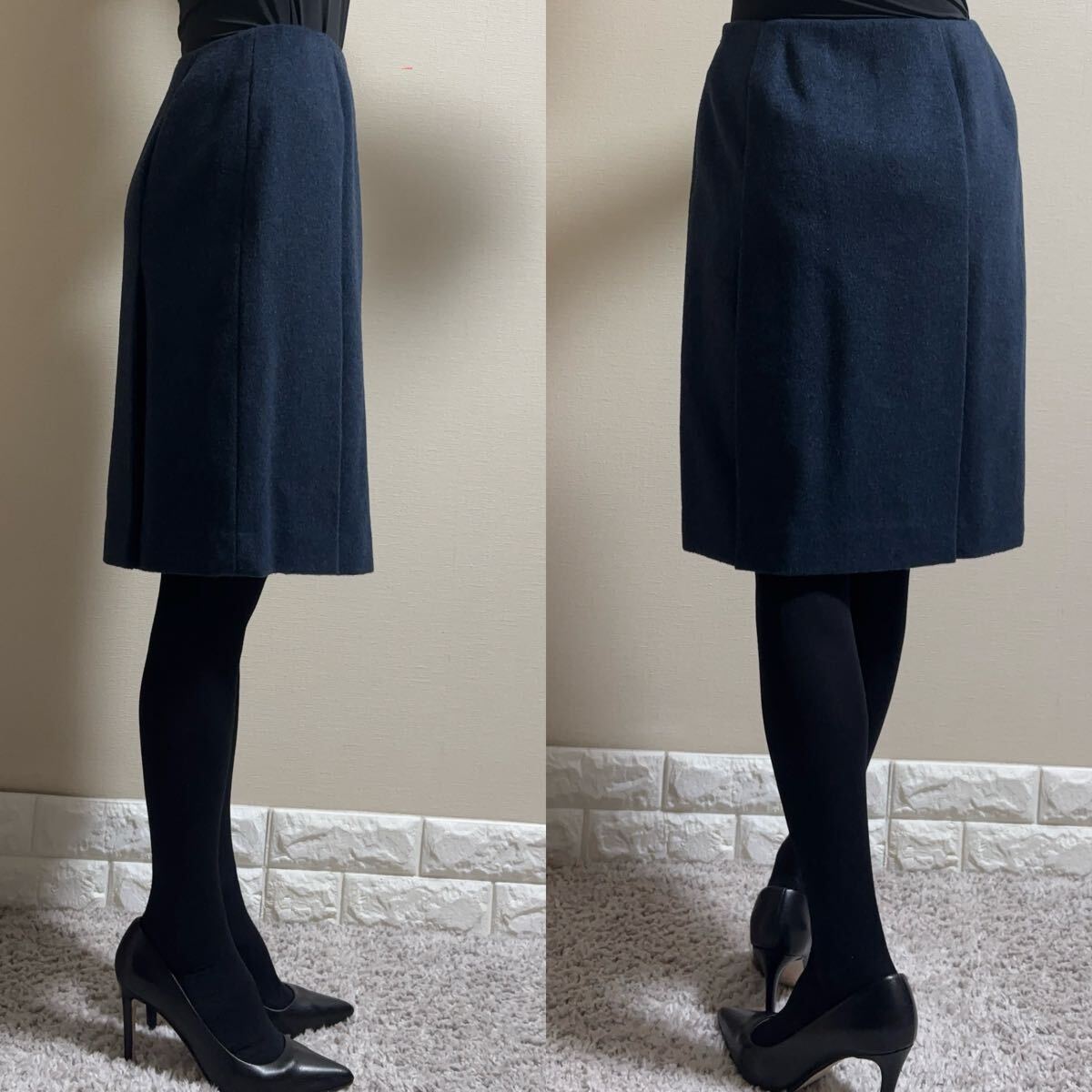 新品!TRUSSARDI トラサルディ 定価3万 ウール スカート 40M 濃紺_画像2
