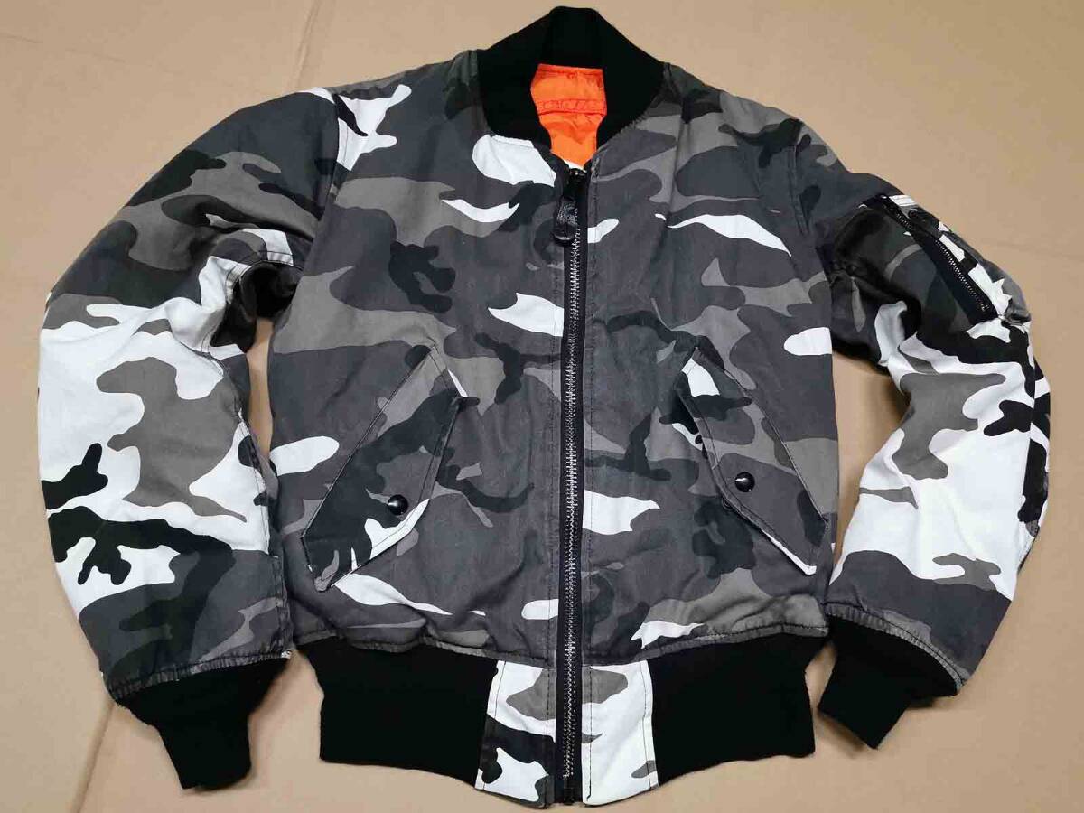 ALPHA,シティ-カモ,カモフラ,MA-1,made in usa,X-SMALL,Flight Jacket,アルファ,フライト,迷彩,1980～90年代?,ミリタリー,古着,ヤマト着払_画像1