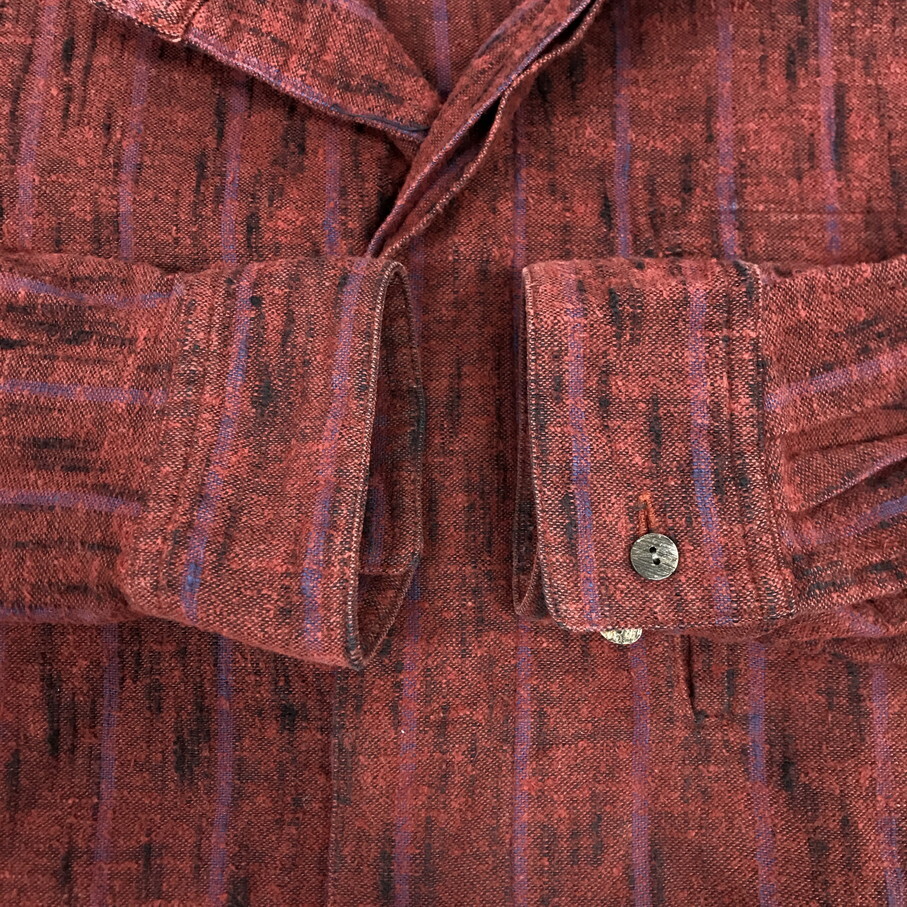 ISSEY MIYAKE 筆タグ 80S ストライプシャツ イッセイミヤケ えんじ色【F0403-004】_画像4