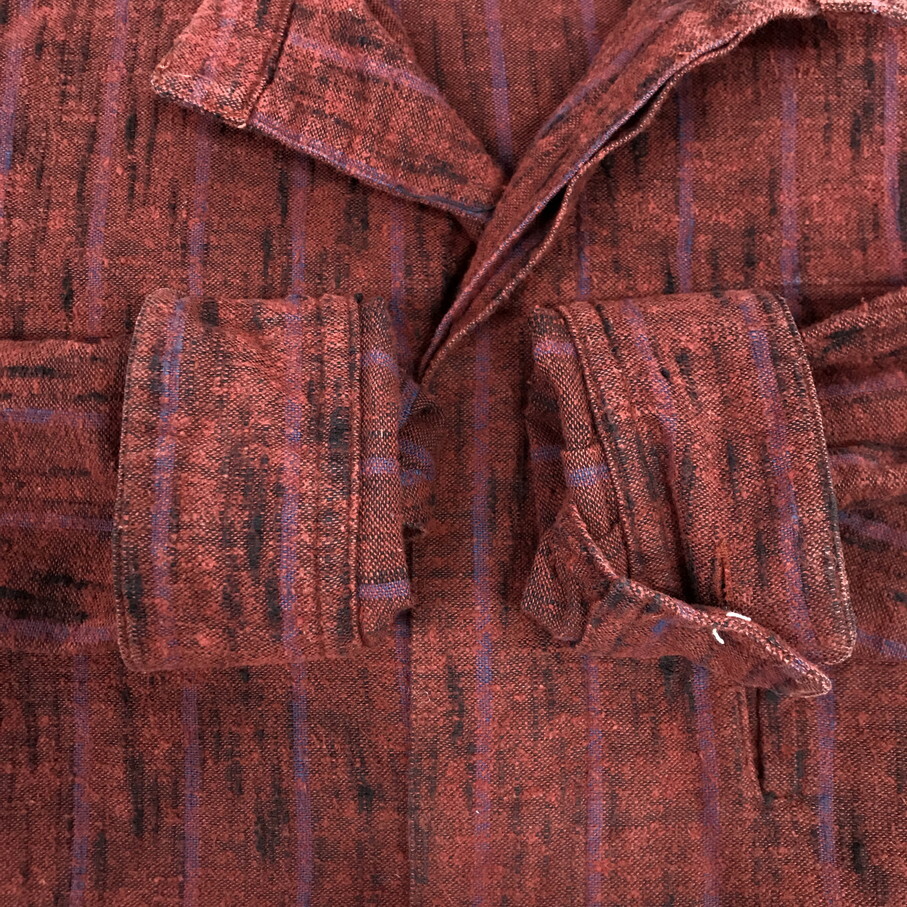 ISSEY MIYAKE 筆タグ 80S ストライプシャツ イッセイミヤケ えんじ色【F0403-004】_画像5