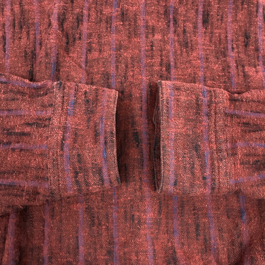 ISSEY MIYAKE 筆タグ 80S ストライプシャツ イッセイミヤケ えんじ色【F0403-004】_画像6