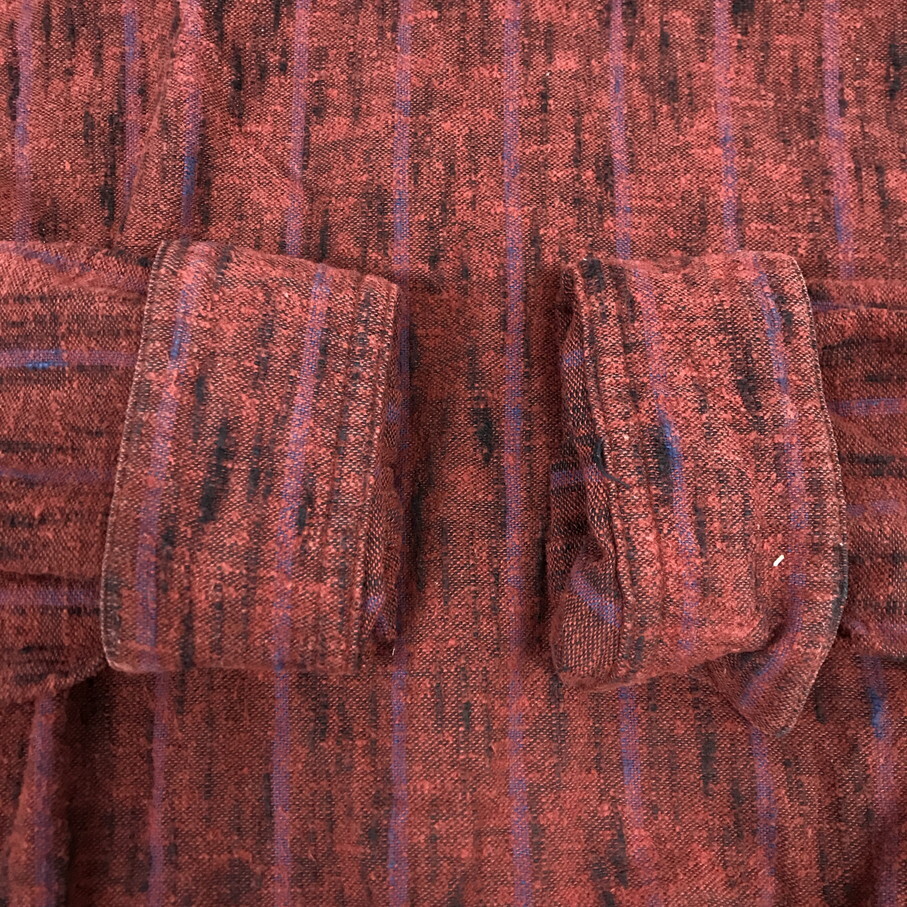 ISSEY MIYAKE 筆タグ 80S ストライプシャツ イッセイミヤケ えんじ色【F0403-004】_画像7