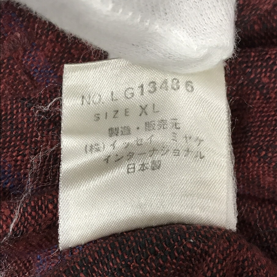 ISSEY MIYAKE 筆タグ 80S ストライプシャツ イッセイミヤケ えんじ色【F0403-004】_画像9