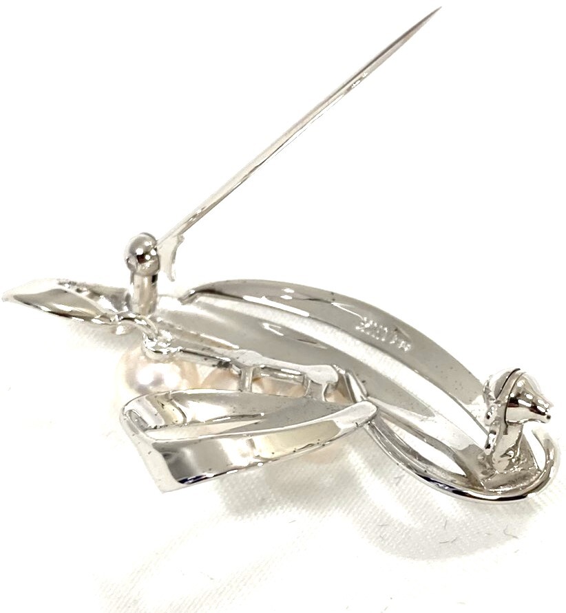 MIKIMOTO ミキモト シルバー NHK刻印 パールブローチ シルバーカラー アクセサリー ブランド_画像7