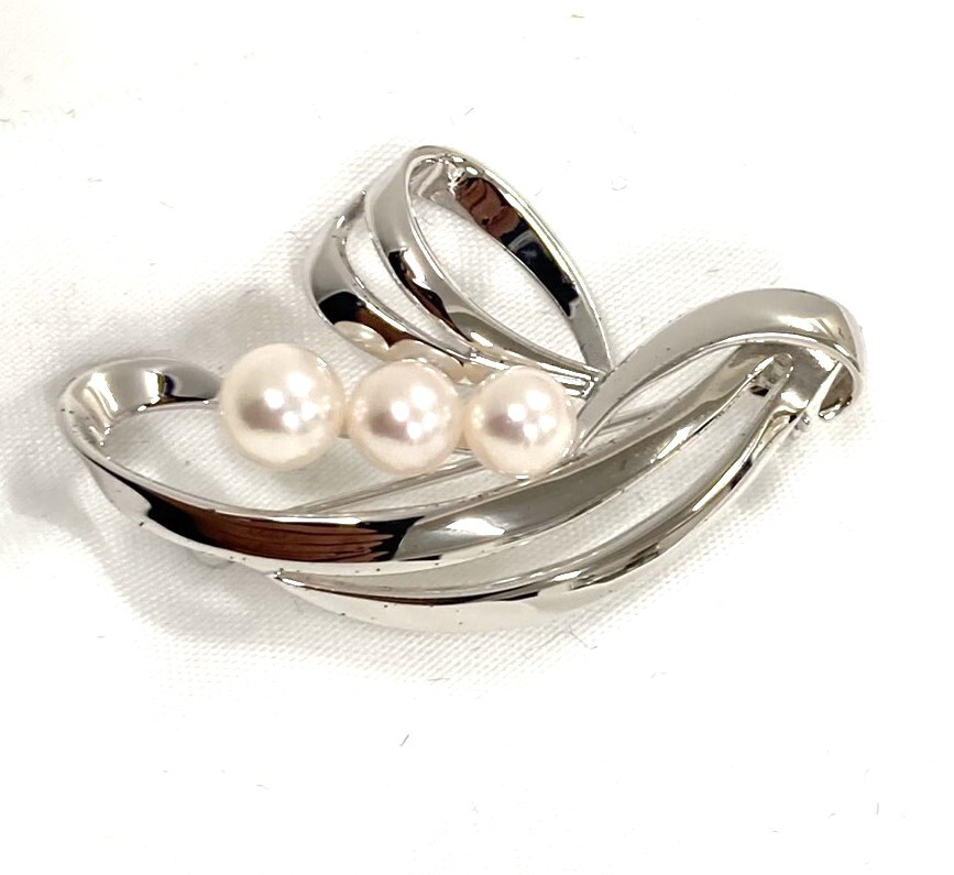 MIKIMOTO ミキモト シルバー NHK刻印 パールブローチ シルバーカラー アクセサリー ブランド_画像5