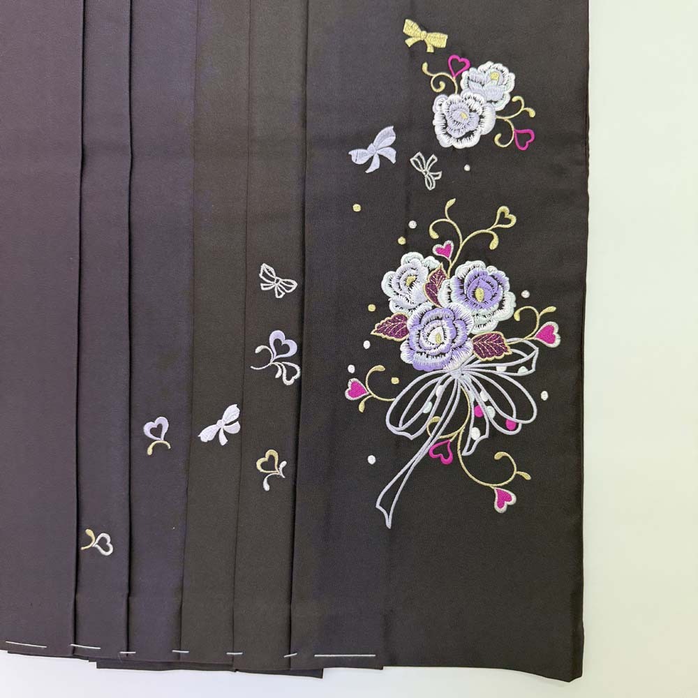 袴 L size 紐下丈95cm 行灯袴 卒業袴 女性用袴 ぼかし 刺繍 赤 エンジ 中古 4721_画像2