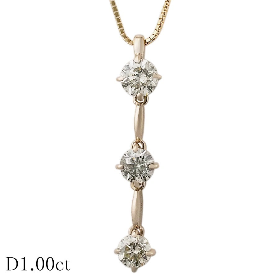 3P ダイヤモンド/1.00ct ネックレス K18PG_画像1