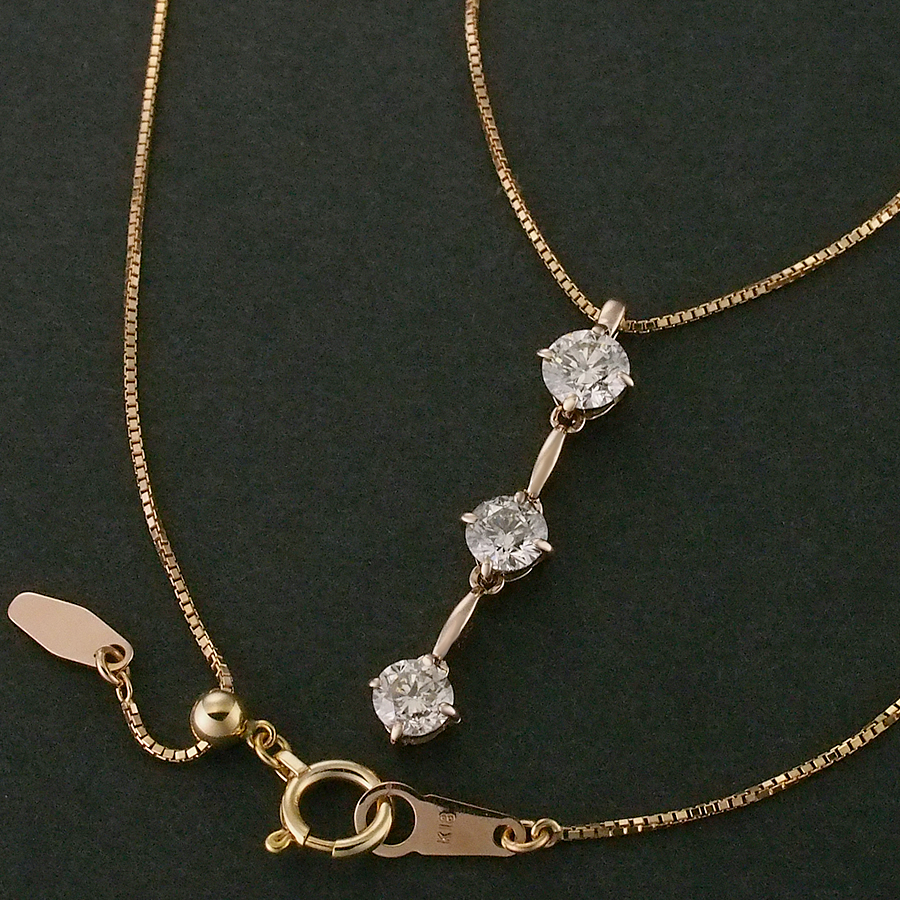 3P ダイヤモンド/1.00ct ネックレス K18PG_画像2