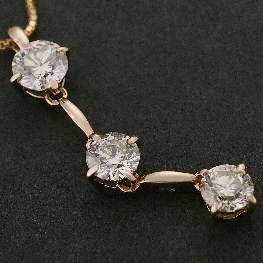 3P ダイヤモンド/1.00ct ネックレス K18PG_画像3