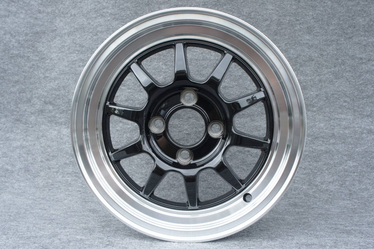 【送料無料！】K-CARカスタム/ローダウン車に最適！ SPEC A10R 14インチ 5.5J 4HOLE P.C.D 100 +34 ブラック/ポリッシュリム 4本セット！_画像1