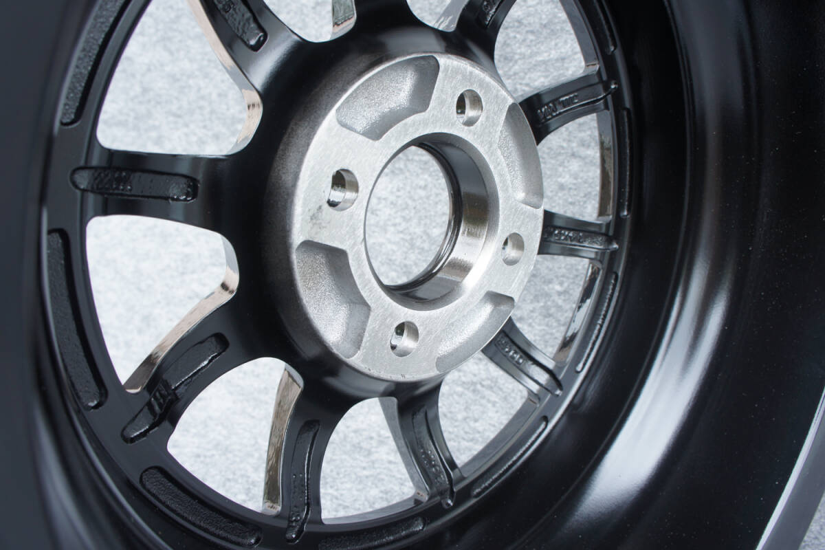 【送料無料！】K-CARカスタム/ローダウン車に最適！ SPEC A10R 14インチ 5.5J 4HOLE P.C.D 100 +34 ブラック/ポリッシュリム 4本セット！_画像4