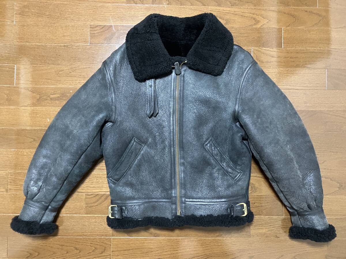AVIREX アビレックス TYPE B-3 羊革 リアルムートン ボマージャケット サイズ38 ブラック MADE IN USA_画像1
