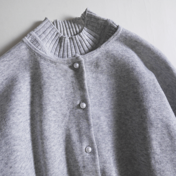 新品■SHIPSシップス■ウール混!総針カーディガン×ワイドリブワンピースニットセットアップ グレーM♪パールライクなボタン♪_画像6