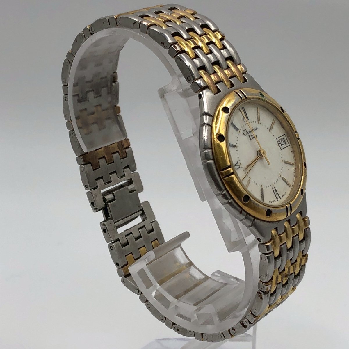 USED Christian * Dior Christian Dior 3023 комбинированный boys QZ кварц Date аналог 3 стрелки SS нержавеющая сталь Junk корпус только 