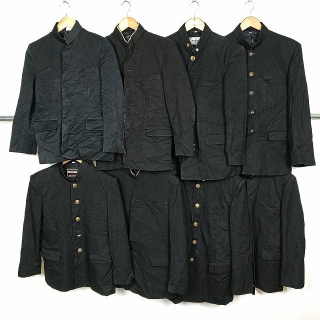 メンズ 学ラン 学生服 無地 黒 カシドス 1円 中古 制服 学生服 8枚 セット 詰合わせ 39CS-376 DF