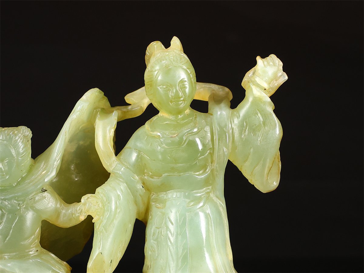 【吉】IB246 唐物 【天然玉製】 玉彫 人物 置物 高10.5㎝ 重258g_画像7