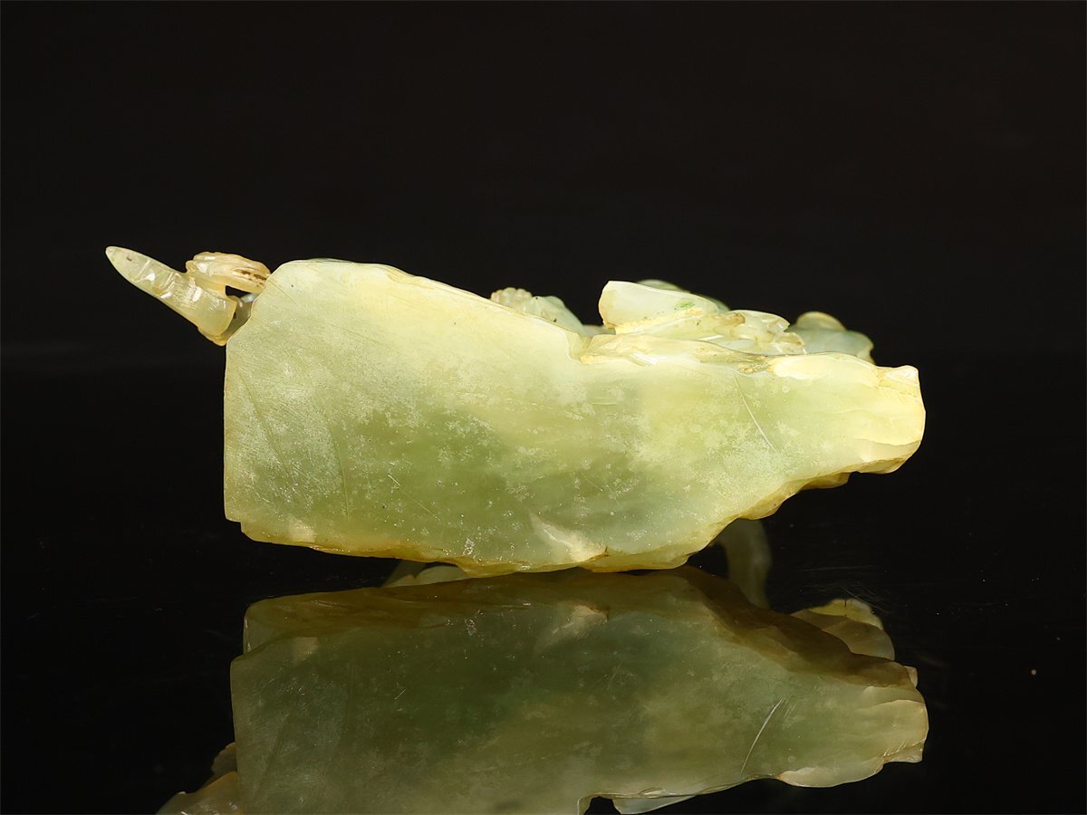 【吉】IB246 唐物 【天然玉製】 玉彫 人物 置物 高10.5㎝ 重258g_画像10