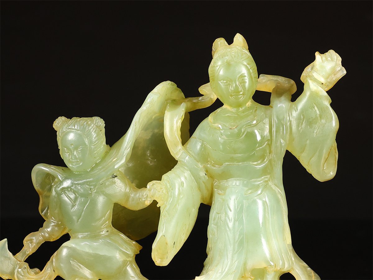 【吉】IB246 唐物 【天然玉製】 玉彫 人物 置物 高10.5㎝ 重258g_画像8