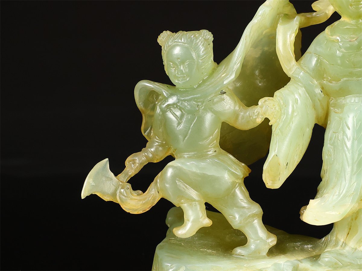 【吉】IB246 唐物 【天然玉製】 玉彫 人物 置物 高10.5㎝ 重258g_画像6