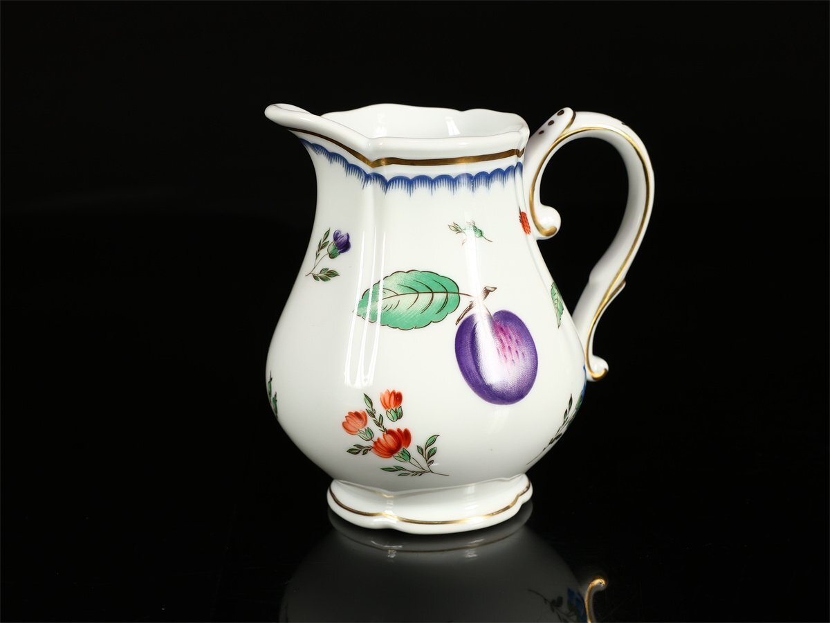 【吉】CN147 Richard Ginori 【リチャードジノリ】 色絵イタリアンフルーツ ティーポット ミルクポット 2点／美品！_画像6