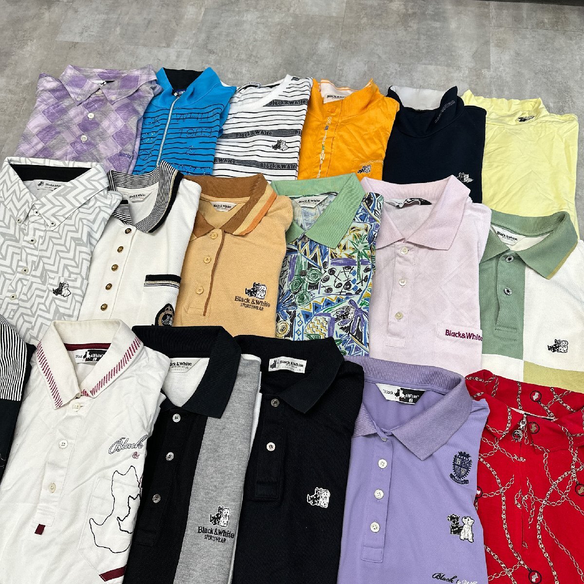 【33点】Black&White アイテムセット◆ ブラック&ホワイト メンズ レディース ポロシャツ ニット ボトムス スポーツ ゴルフ 大量古着 古_画像2