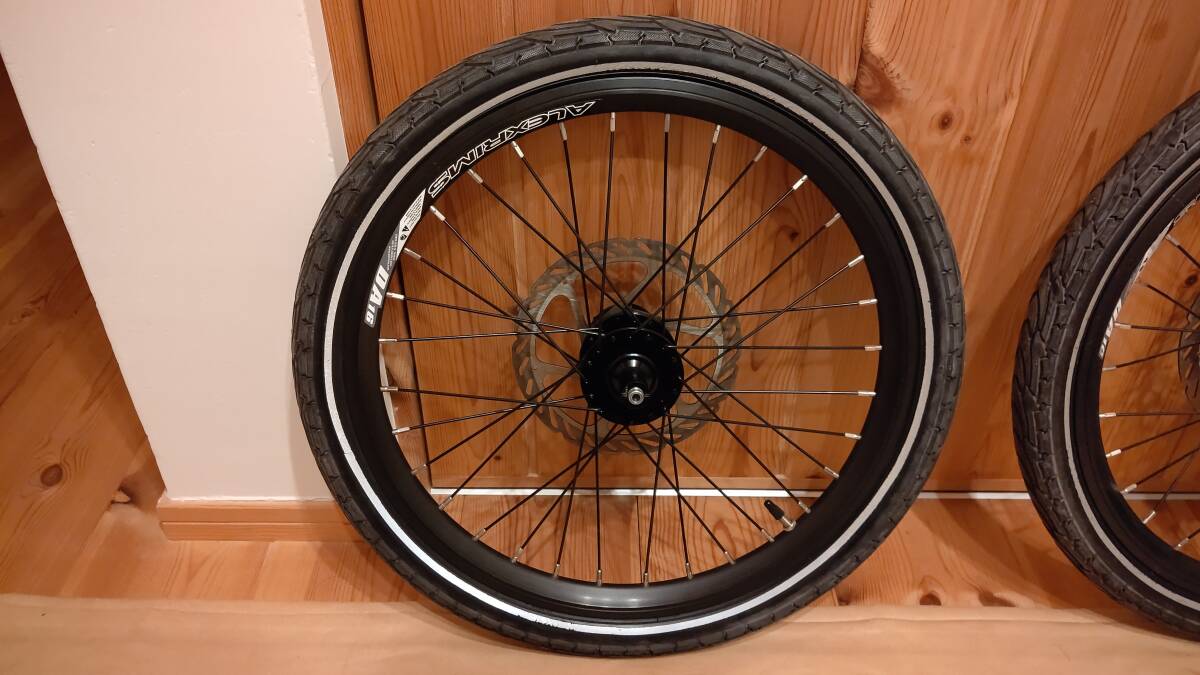 birdy Standard用 純正フロント・リア リムタイヤセット ALEXRIMS DA16 取り外し品 バーディー スタンダード用_画像2