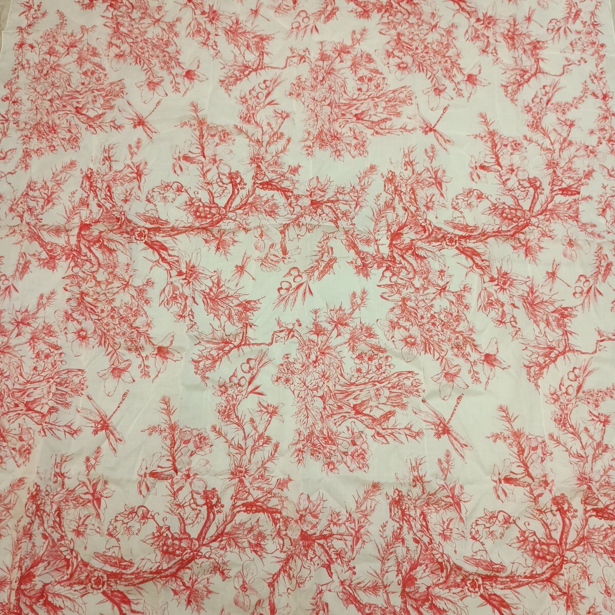 (A-22)Dior トワル ドゥ ジュイ フラワー スクエアスカーフ 約1150mm×1500mm_画像2