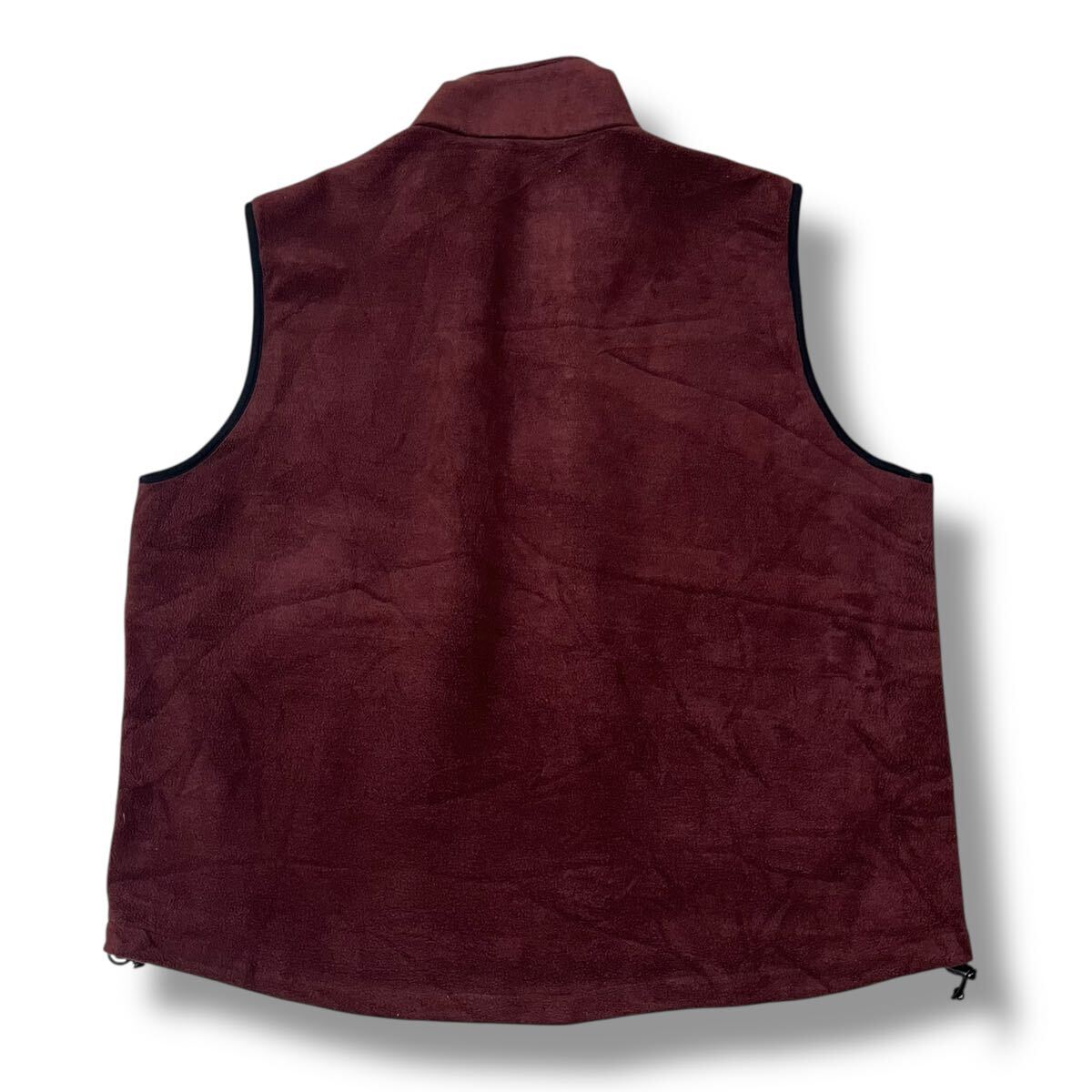 WOOLRICH(ウールリッチ) フルジップ フリースベスト ワインレッド XL アウトドア ギア キャンプ ビンテージベスト 古着_画像2