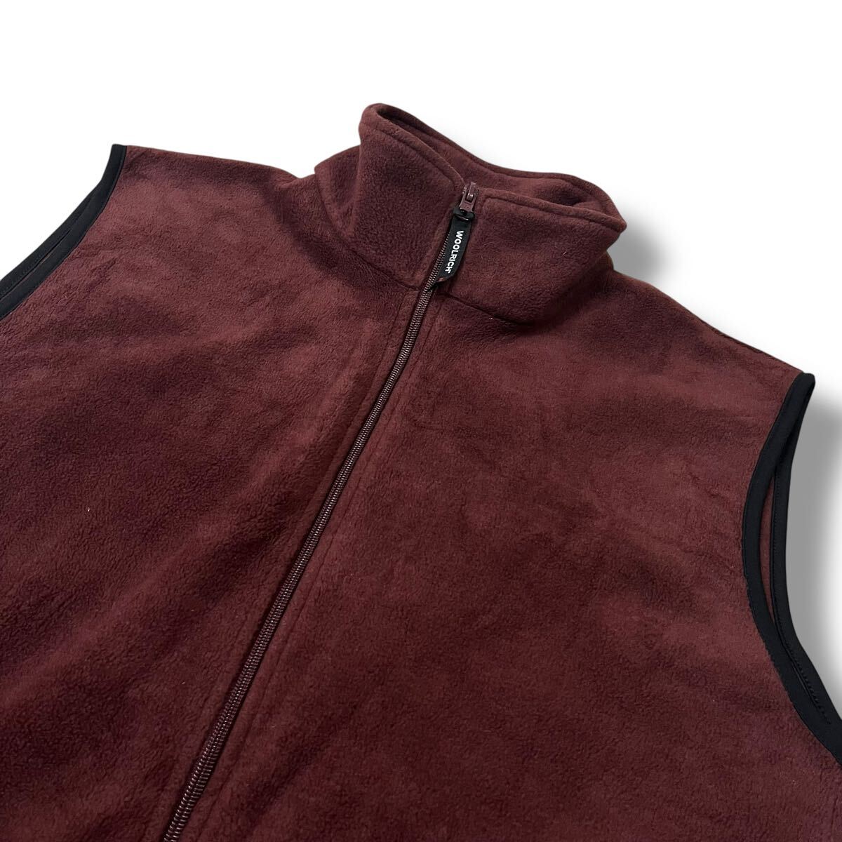 WOOLRICH(ウールリッチ) フルジップ フリースベスト ワインレッド XL アウトドア ギア キャンプ ビンテージベスト 古着_画像3