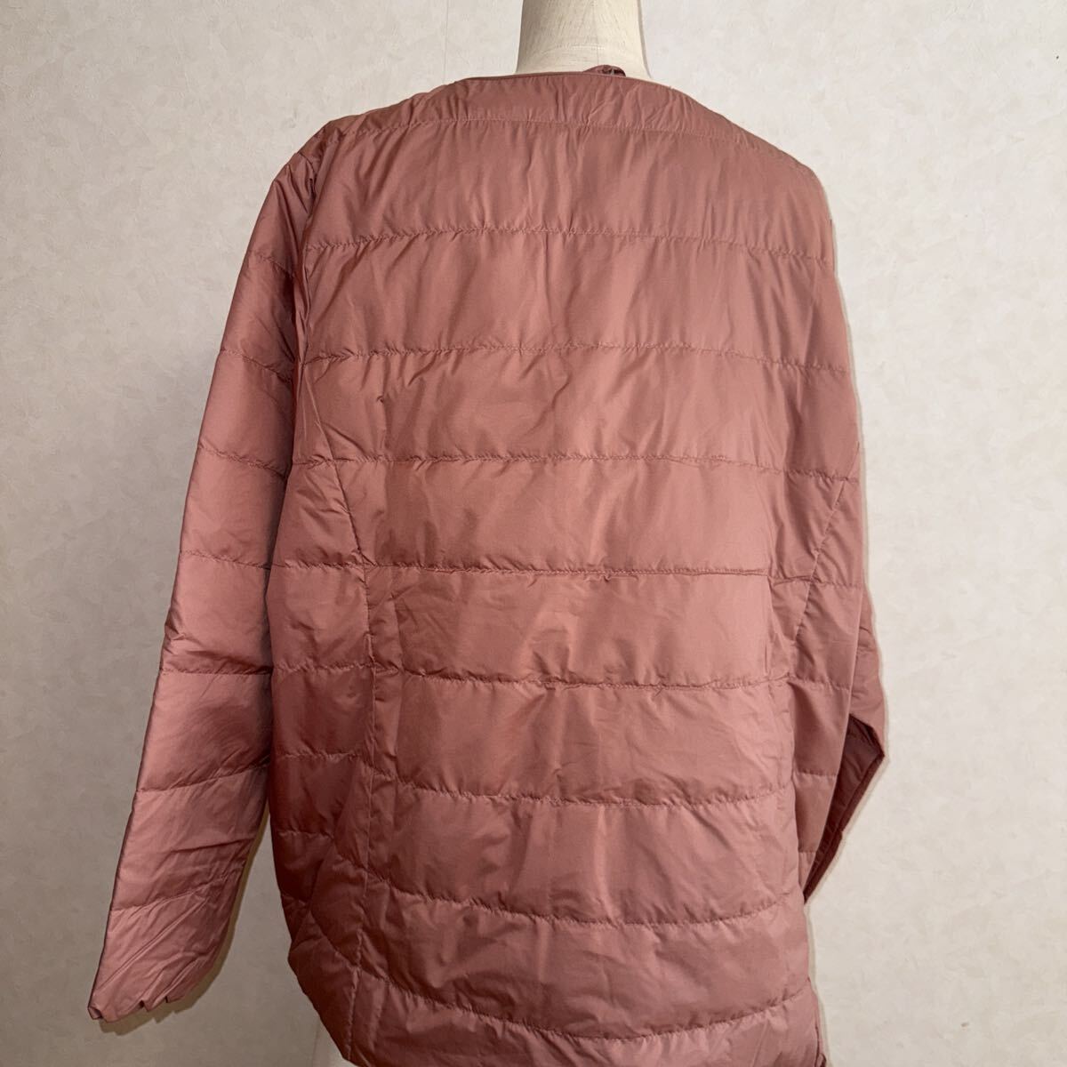 KN3128 *5L 大きいサイズ  ダウンコート フレンチダウンスノーカラージャケットピンク ボタン不良_画像5