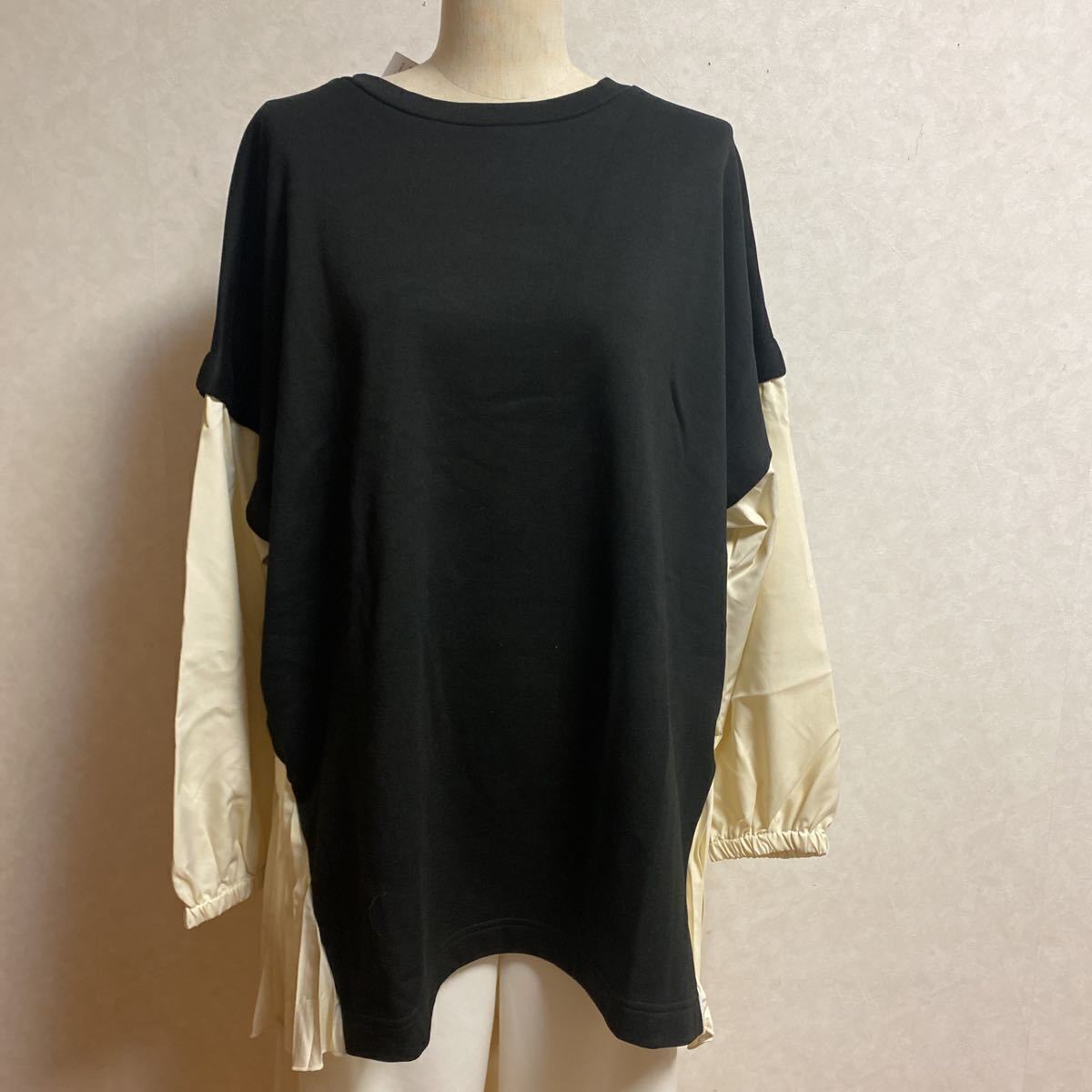 KN1644 *5L大きいサイズ 裏起毛プリーツ切り替えチュニック_画像1