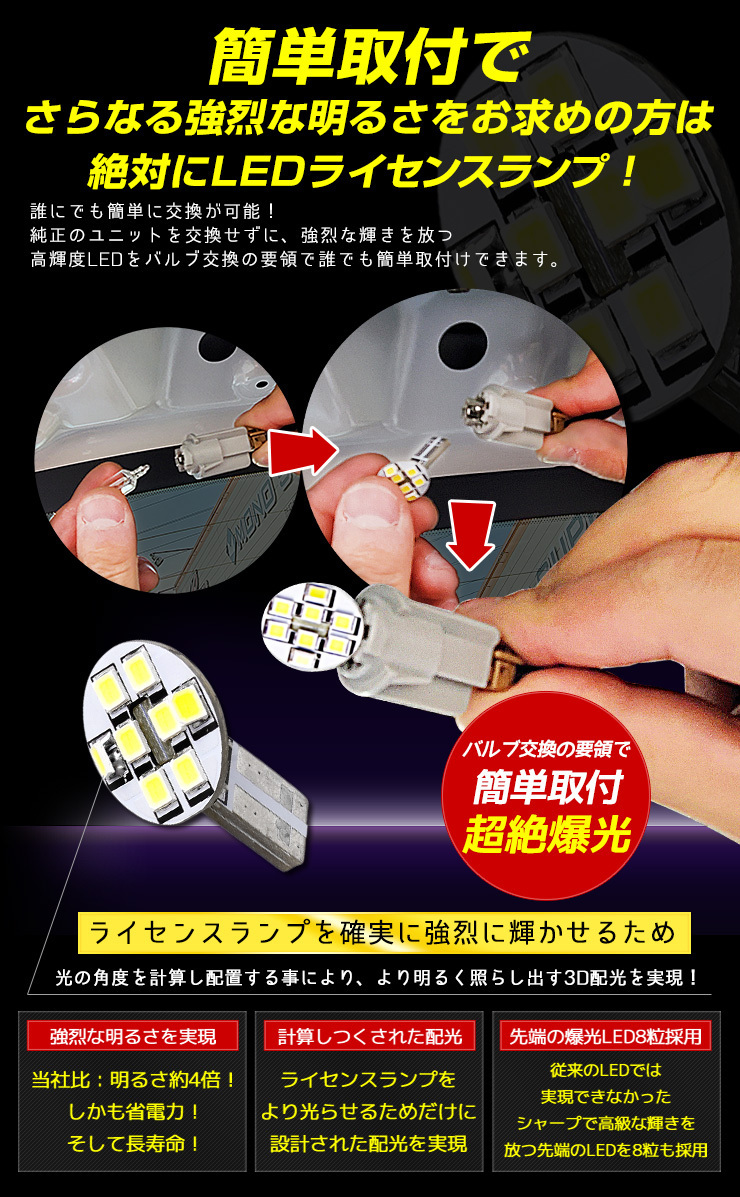 日産 E13 ノート 車種専用設計 LED ライセンスランプ ナンバー灯 ニッサン 車検対応 ドレスアップ [2]_画像6