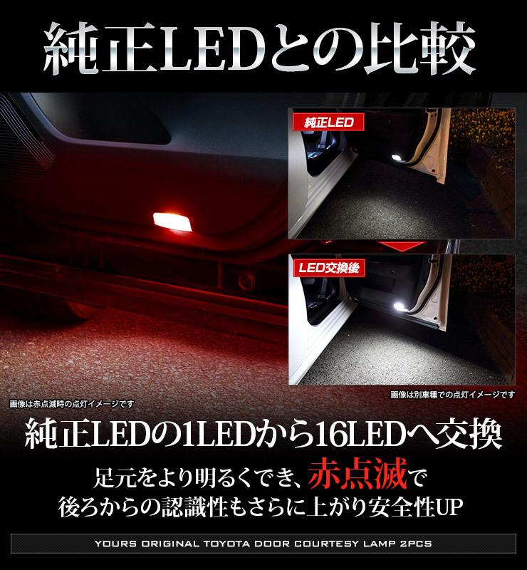 トヨタ純正 LED 車用 ドアカーテシランプ [赤点滅/白点灯] 2個セット ルームランプ 純正LED 足元 カスタム ドレスアップ [2]_画像4
