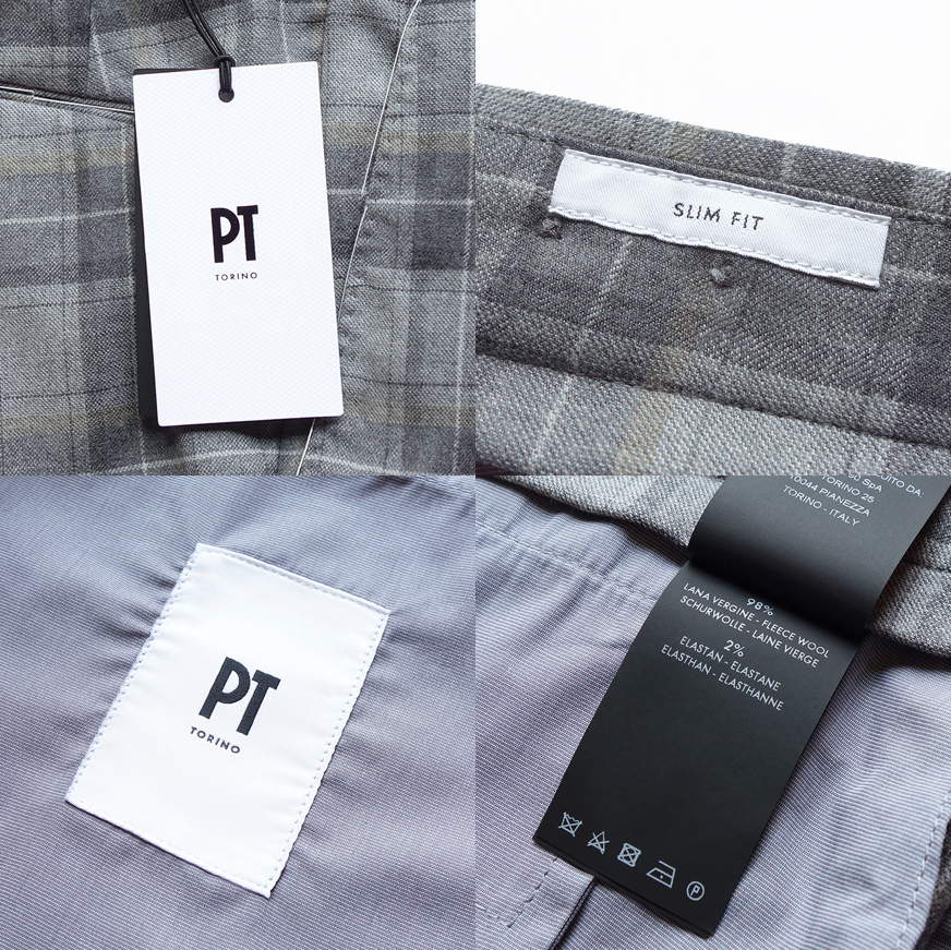 【 PT TORINO ピーティートリノ 】 新品 細番手ウールストレッチフランネルサイドアジャスターパンツ SLIM FIT グレー 48 50,600円 46_画像10