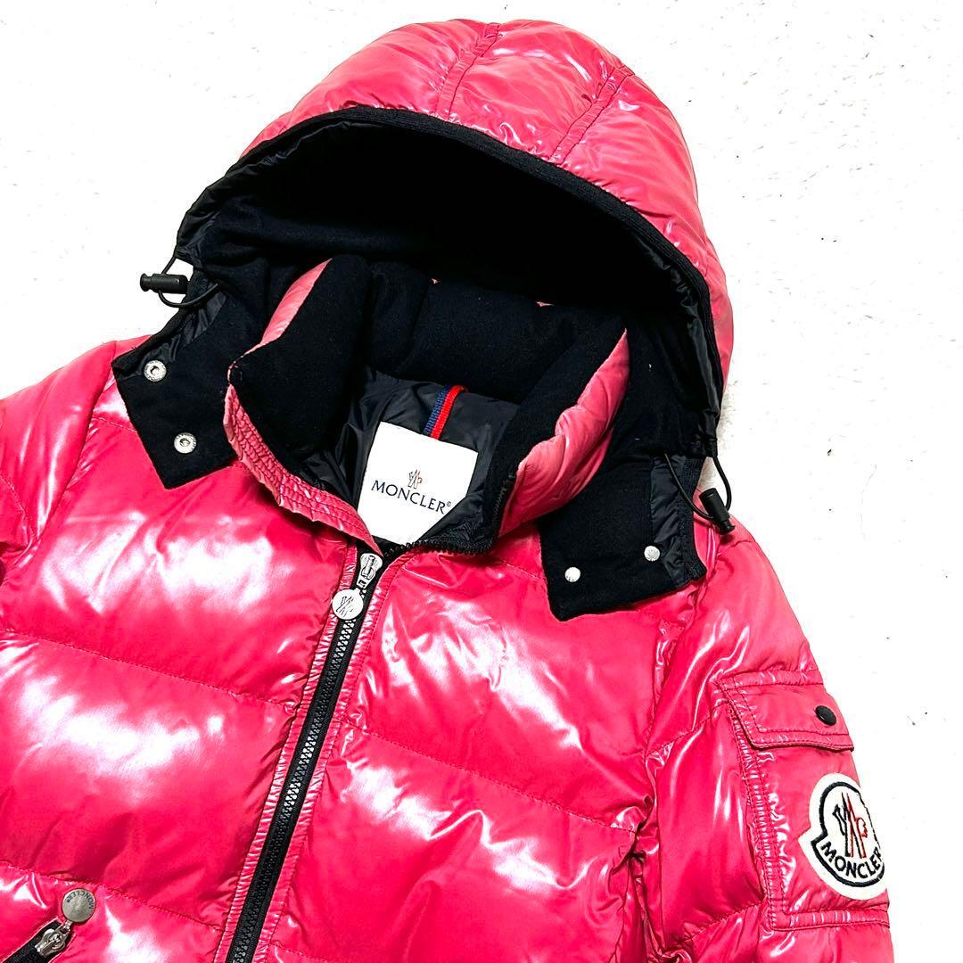 MONCLER モンクレール BADIA バディア 羽毛100% ダウン ジャケット 2way 脱着フード ロゴワッペン ダブルジップ ピンク 0_画像3