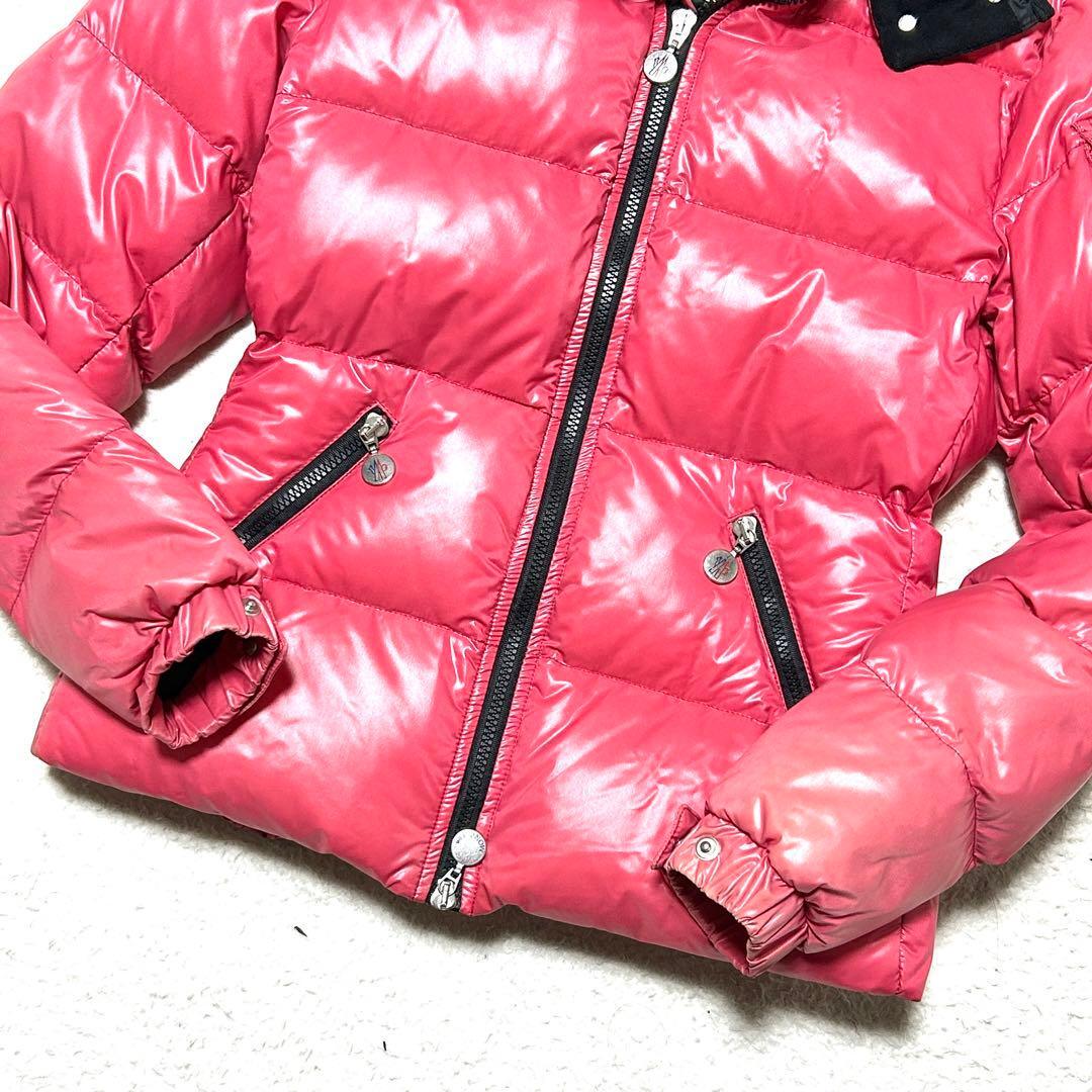 MONCLER モンクレール BADIA バディア 羽毛100% ダウン ジャケット 2way 脱着フード ロゴワッペン ダブルジップ ピンク 0_画像4