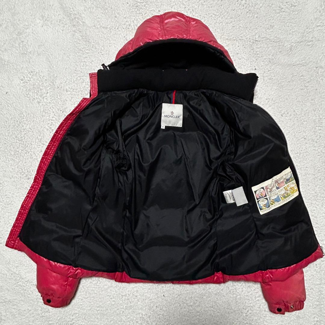 MONCLER モンクレール BADIA バディア 羽毛100% ダウン ジャケット 2way 脱着フード ロゴワッペン ダブルジップ ピンク 0_画像5
