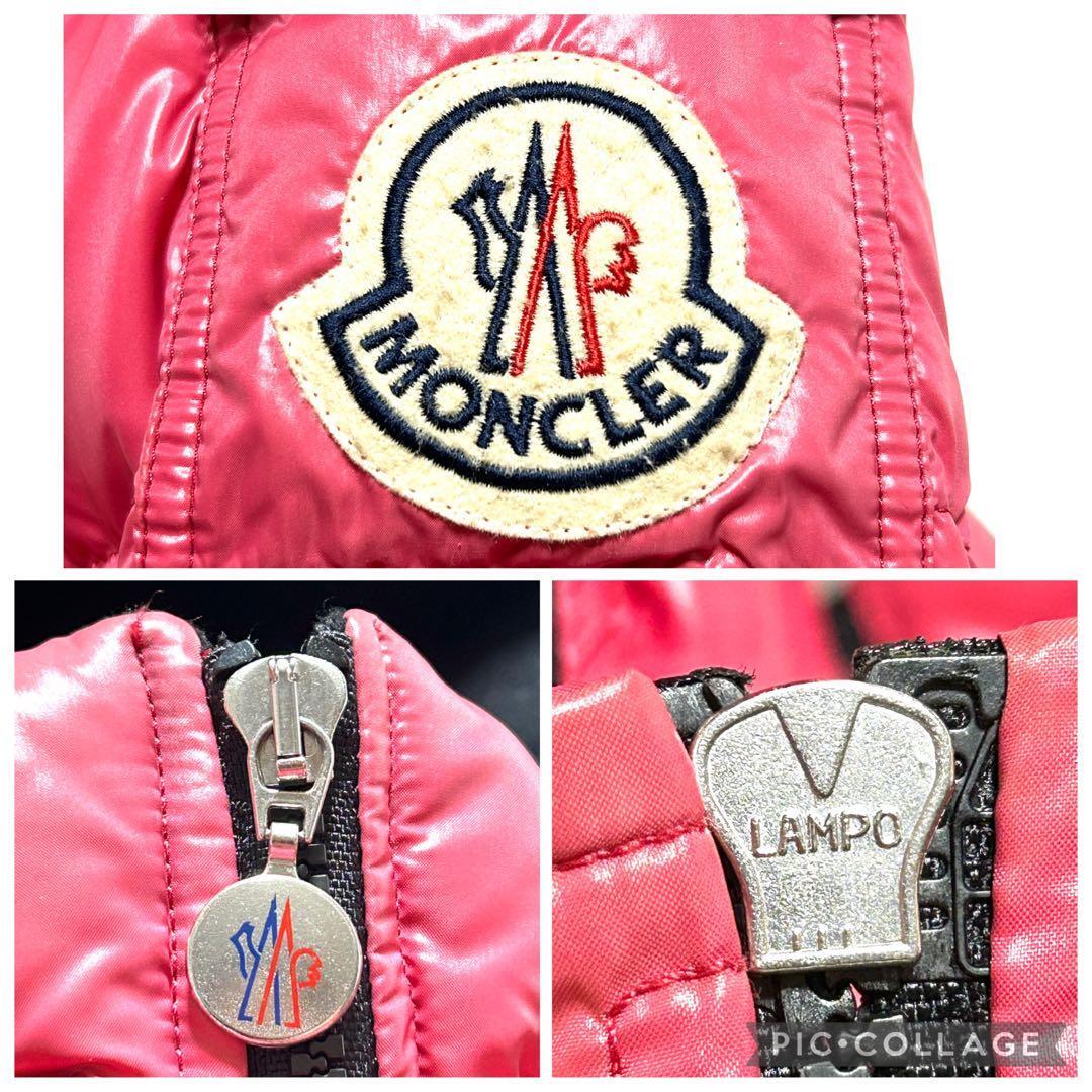 MONCLER モンクレール BADIA バディア 羽毛100% ダウン ジャケット 2way 脱着フード ロゴワッペン ダブルジップ ピンク 0_画像9