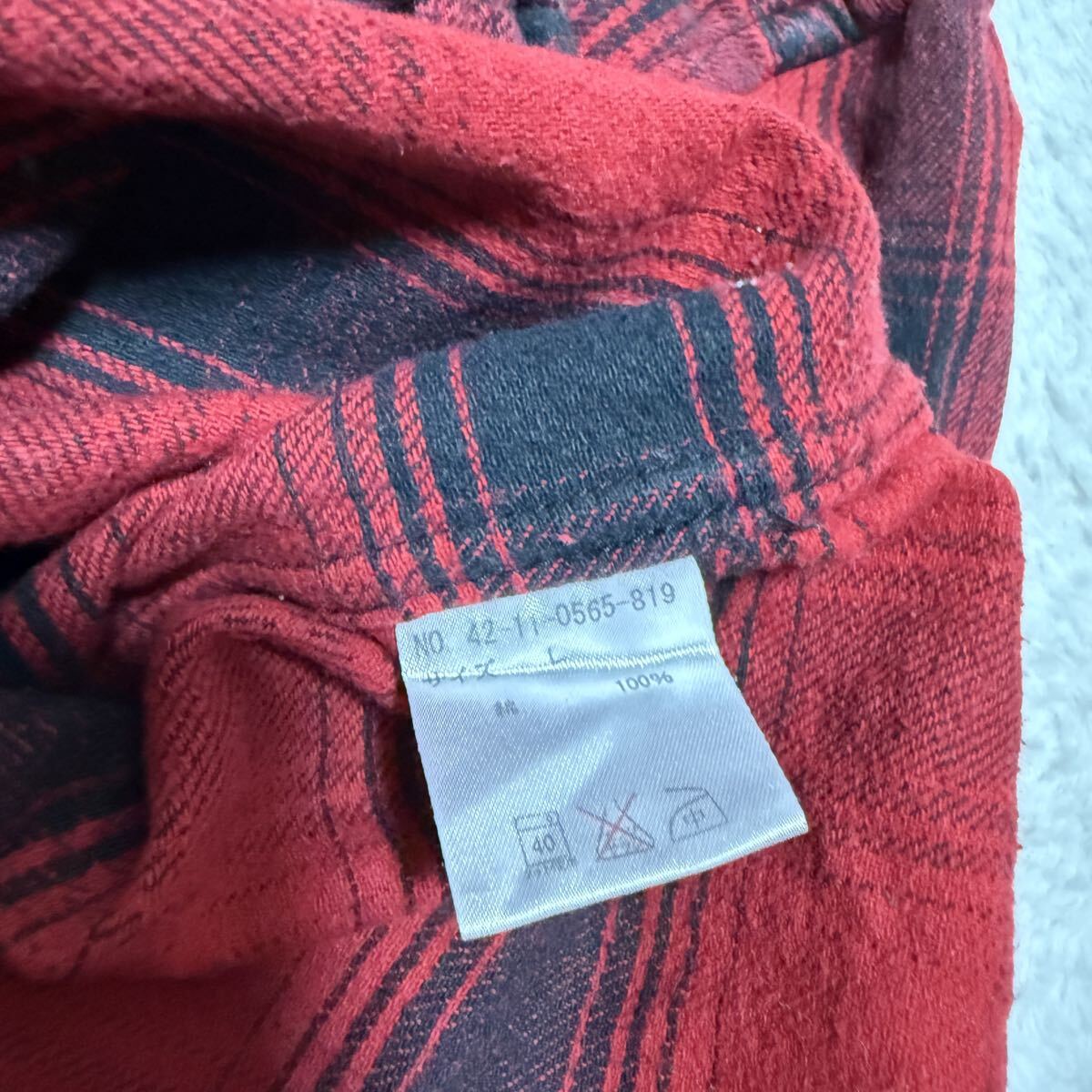 BEAMS ビームスハート　ネルシャツ　サイズＬ　 長袖シャツ チェックシャツ　刺繍_画像7