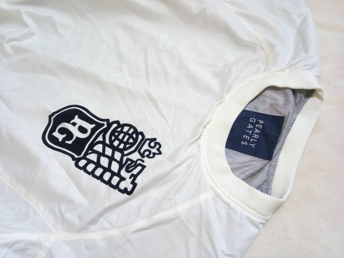 美品　PEARLY GATES　パーリーゲイツ　起毛ワッペン　メンズスニードジャックブルゾン　オフfホワイト撥水裏蓄熱保温素材　メンズ5　L相当_画像4