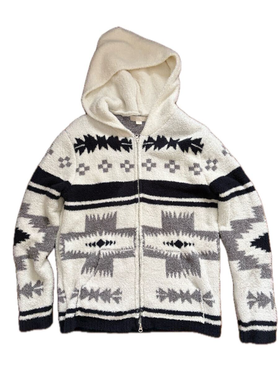 BAREFOOT DREAMS ベアフットドリームスネイティブ柄ジップアップ ボアパーカーM_画像1