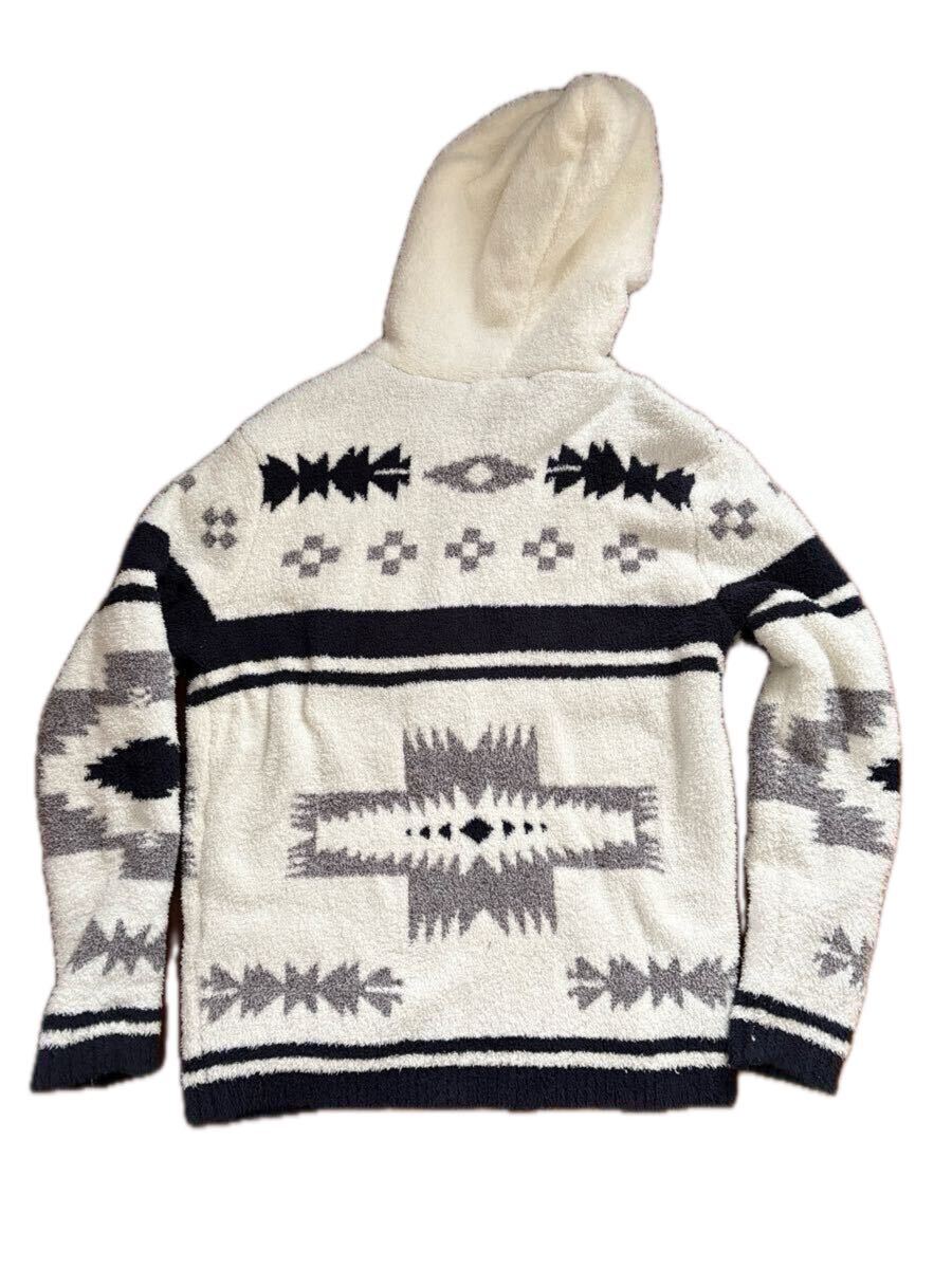 BAREFOOT DREAMS ベアフットドリームスネイティブ柄ジップアップ ボアパーカーM_画像2