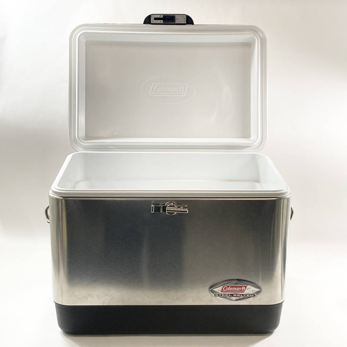 ☆ Coleman コールマン Steel Belted Cooler 54QT 51L スチールベルトクーラー クーラーボックス カバー付き 51L ジャンク品 8.4kg_画像6