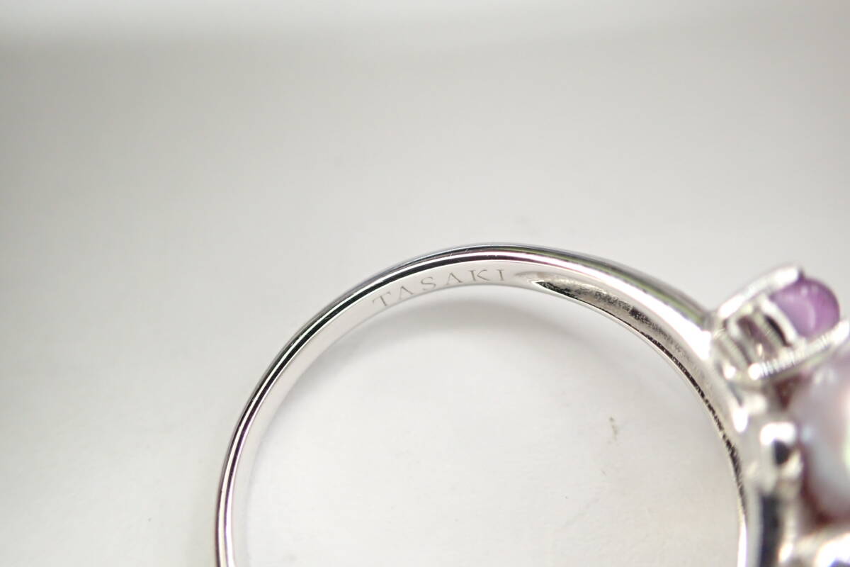 30/美品 田崎真珠 タサキ K18WG パール シェル リング 指輪_画像7