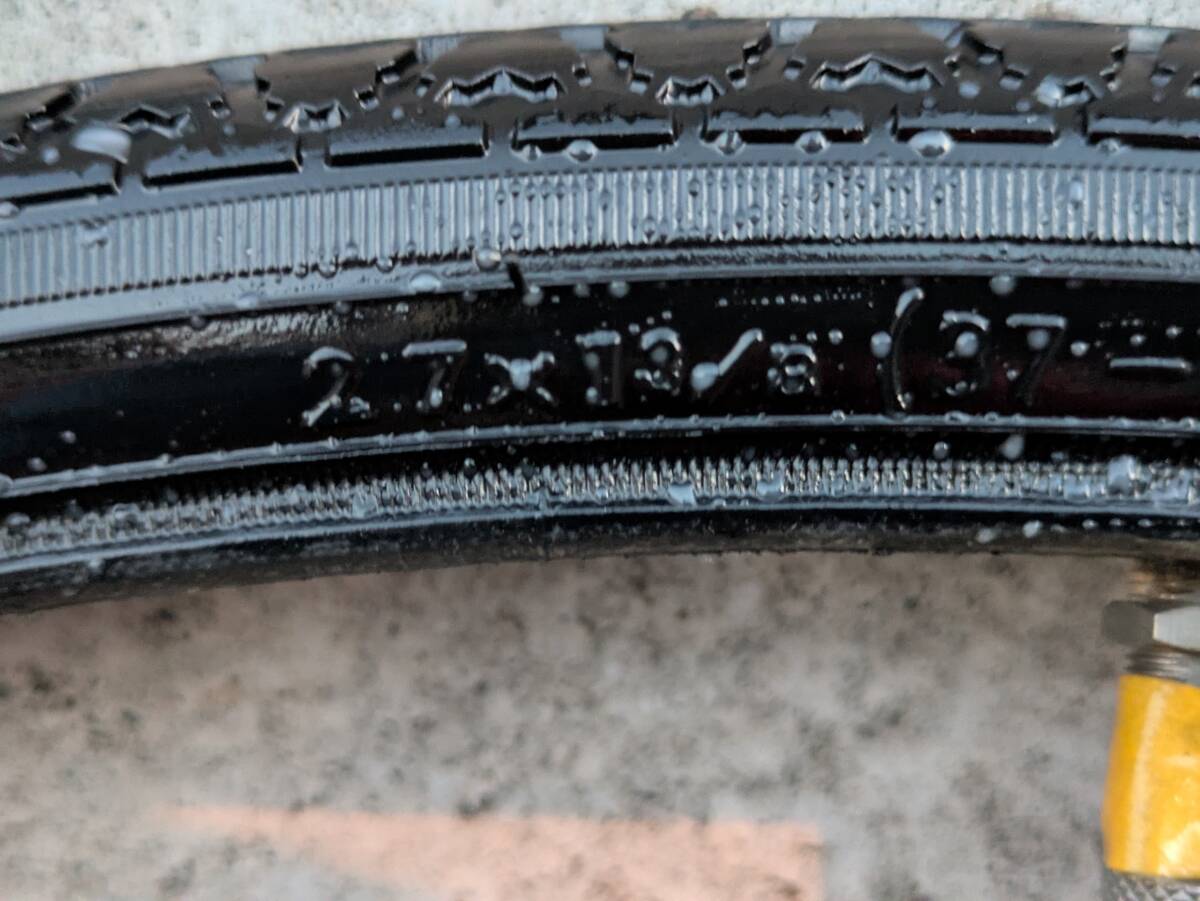 自転車パ－ツ　２7インチ　タイヤ　チュ－ブ付　２７ｘ１　3/8　９分山　　現状品　10140901-459945_画像2