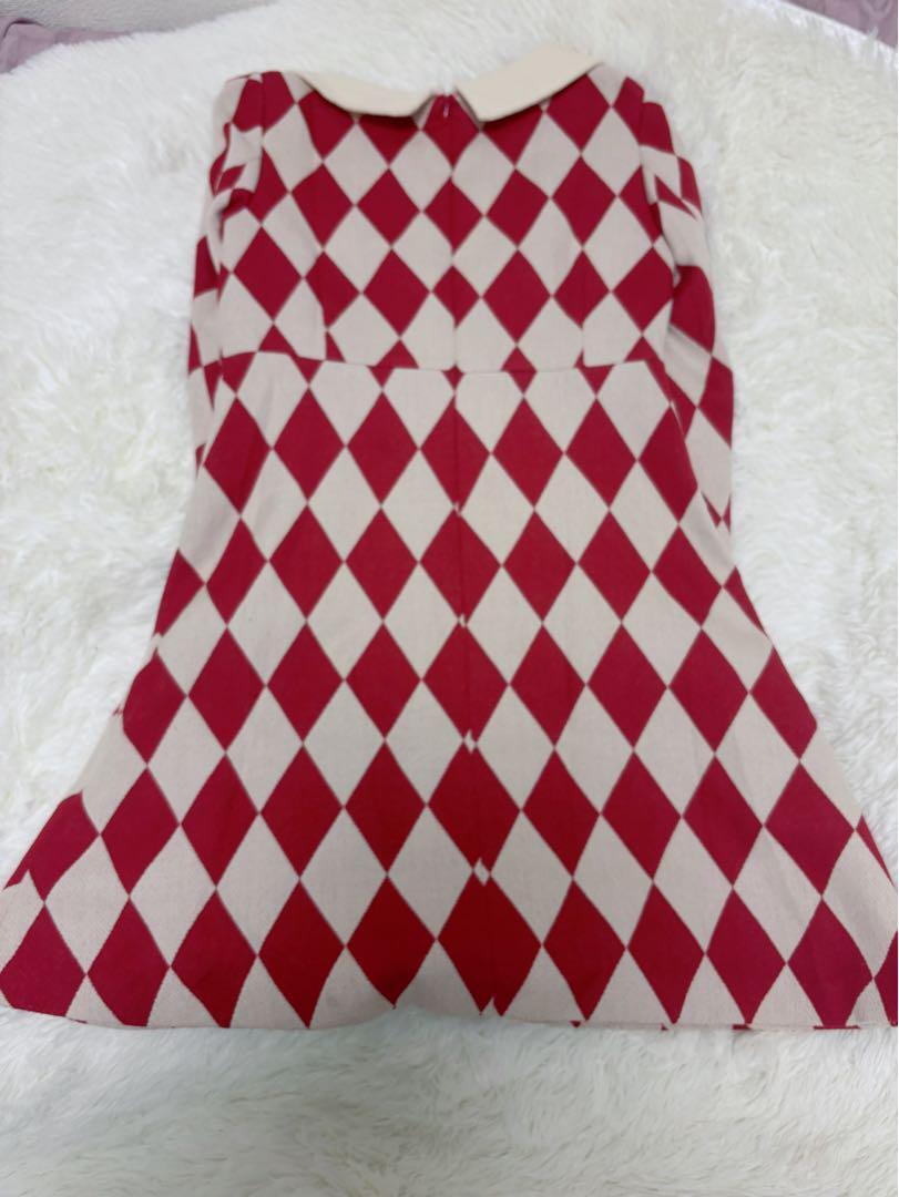 ワンピース　ダイヤ柄　MILK 　レッド　ワンダーパターンDress_画像2