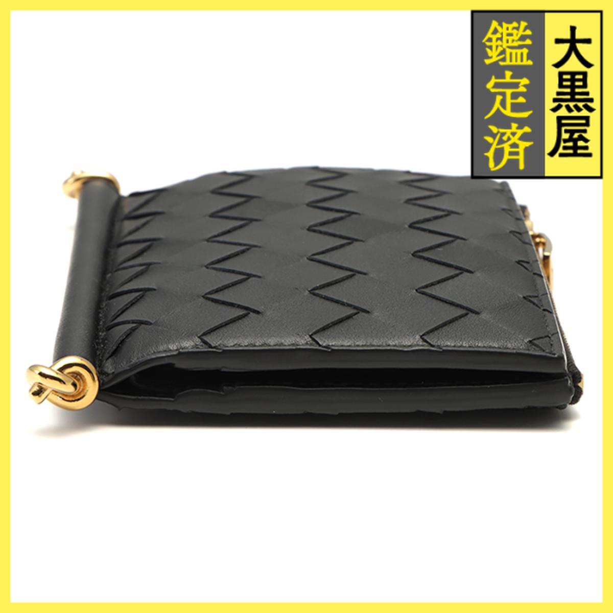 Bottega Veneta 　ボッテガ?ヴェネタ　ソルスティス　ミディアム　フタツオリウォレット　ブラック　レザー