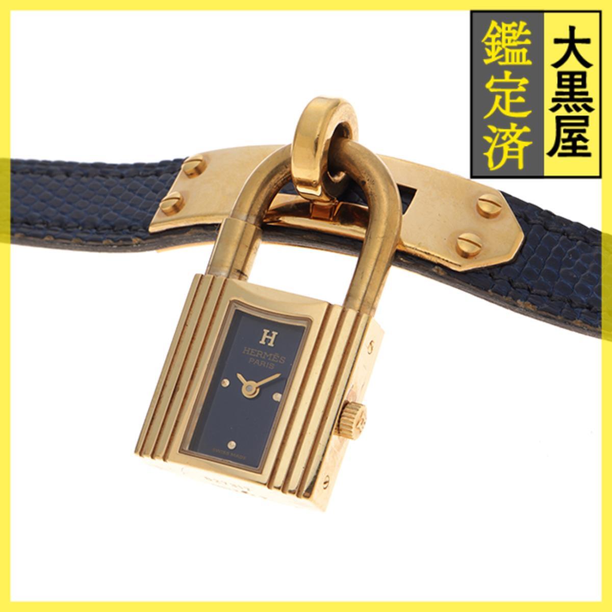 Hermes エルメス ケリーウォッチ KE1.201 GP/革 クォーツ ブルー 女性用/Ladies watches